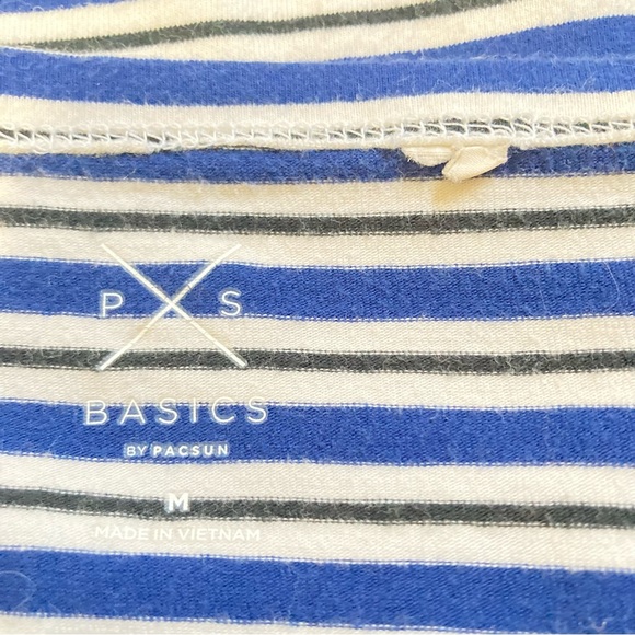 PacSun Nautical Navy Crop Top Over Shoulder Blue White Stripes Womens Medium - Picture 8 of 11